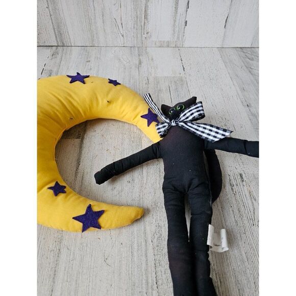 Overly raker Moon cat hanging vintage plush Halloween decor country folk - Picture 7 of 11